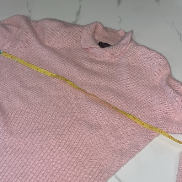 Vintage Fia Italia 1980s Angora Pink Collared Sweater Lambswool L CottageCore - Picture 12 of 16